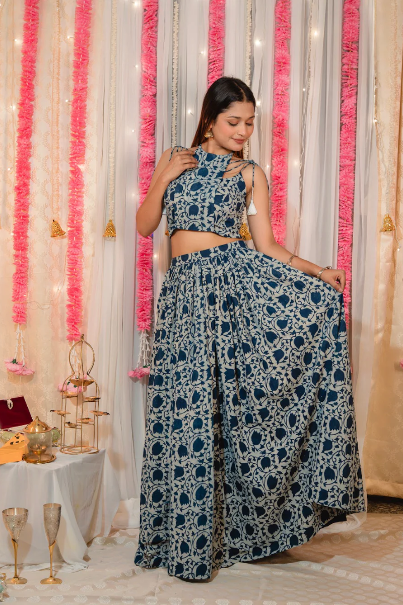 Leher Skirt with crop top