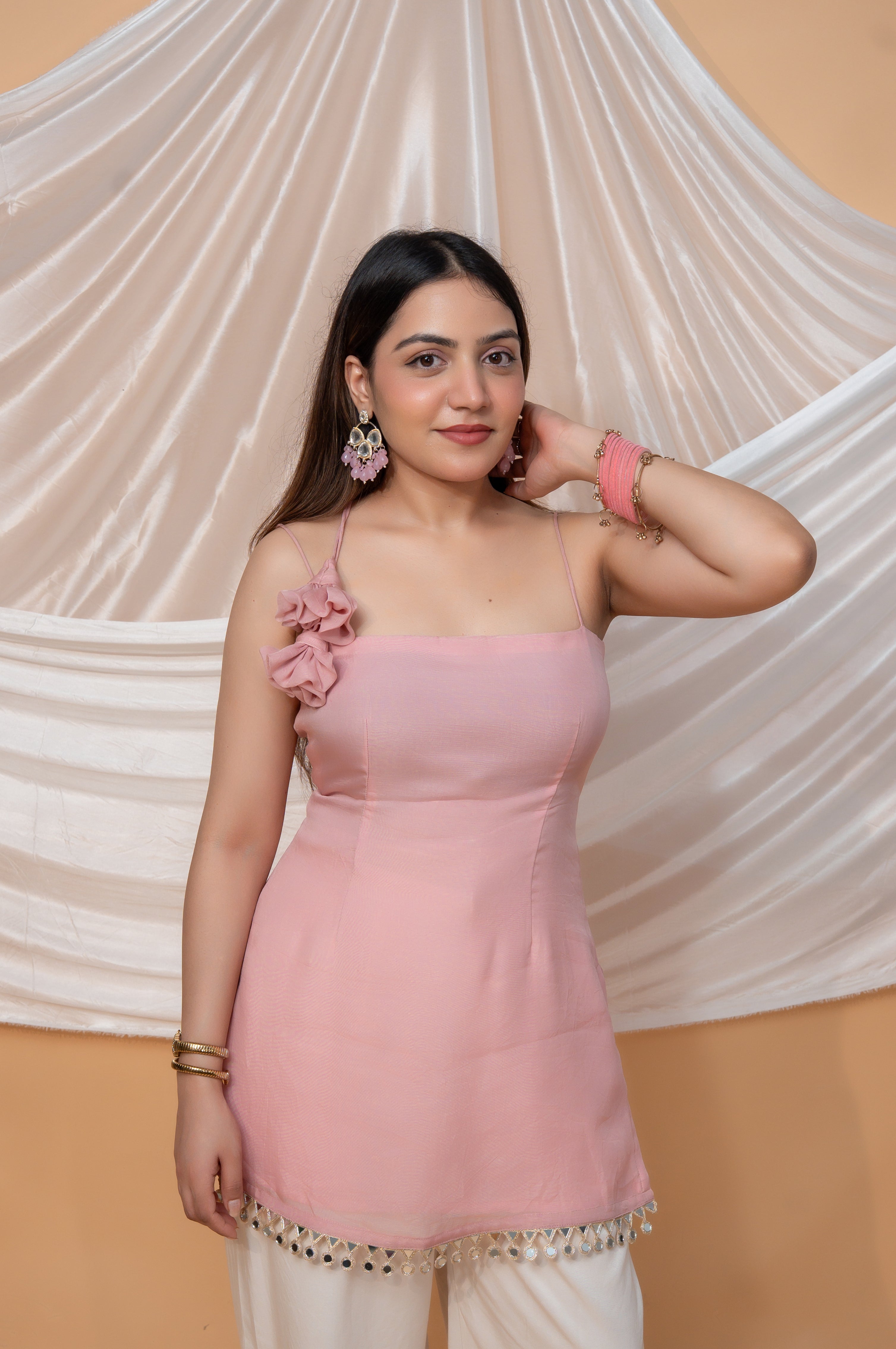 ESHAL ORGANZA SILK SHORT KURTI