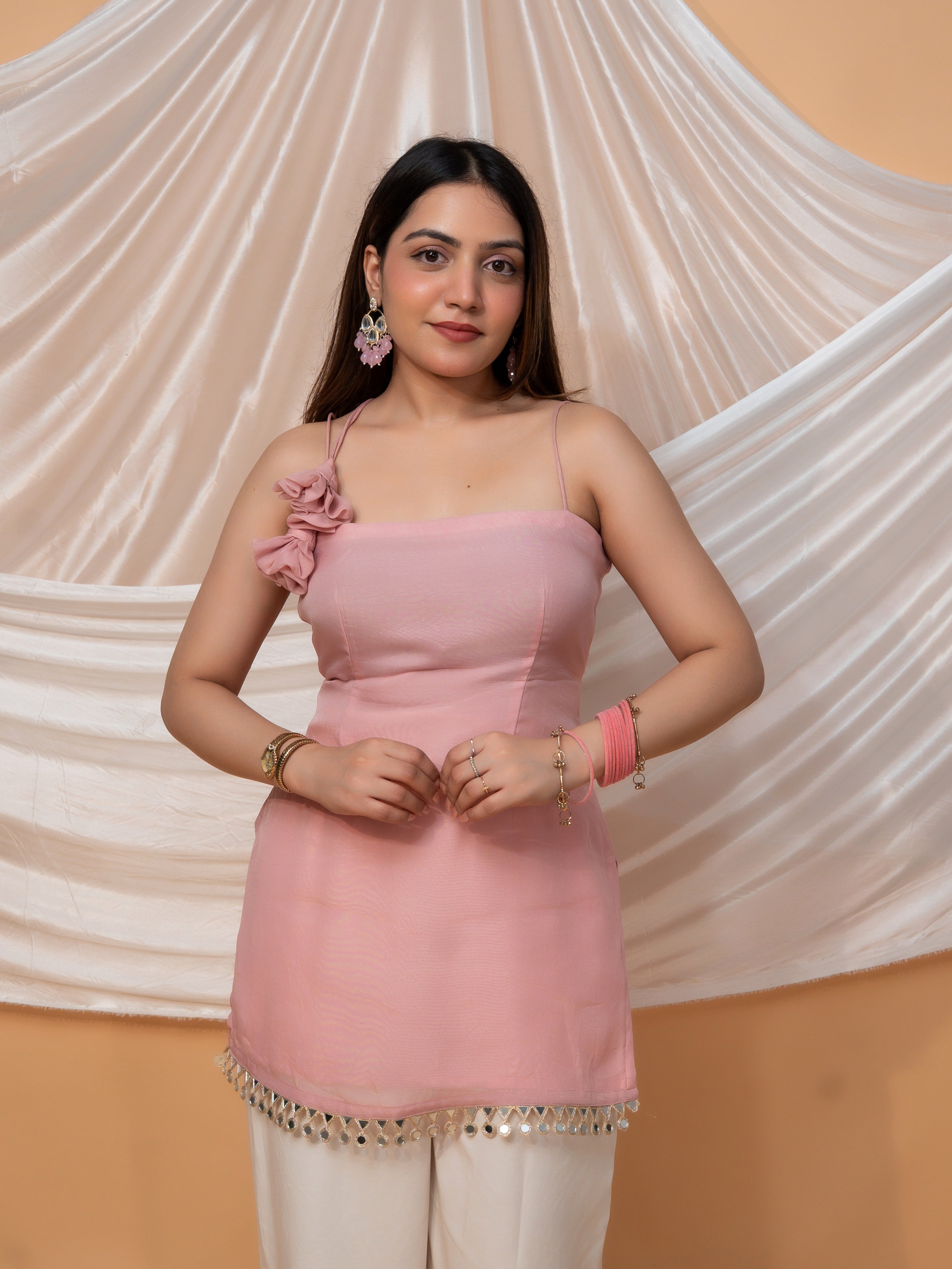 ESHAL ORGANZA SILK SHORT KURTI