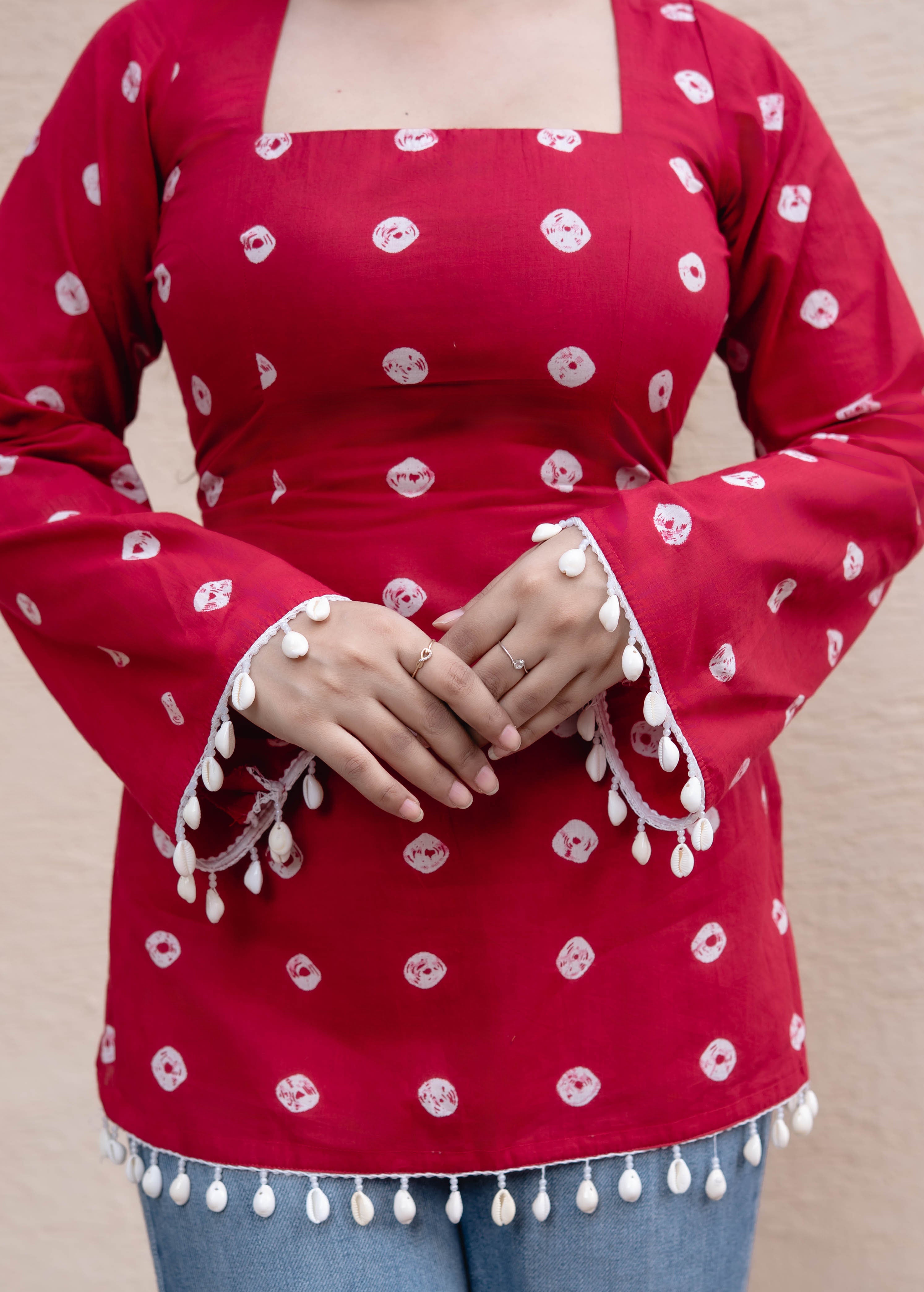 Adora red corset Kurti