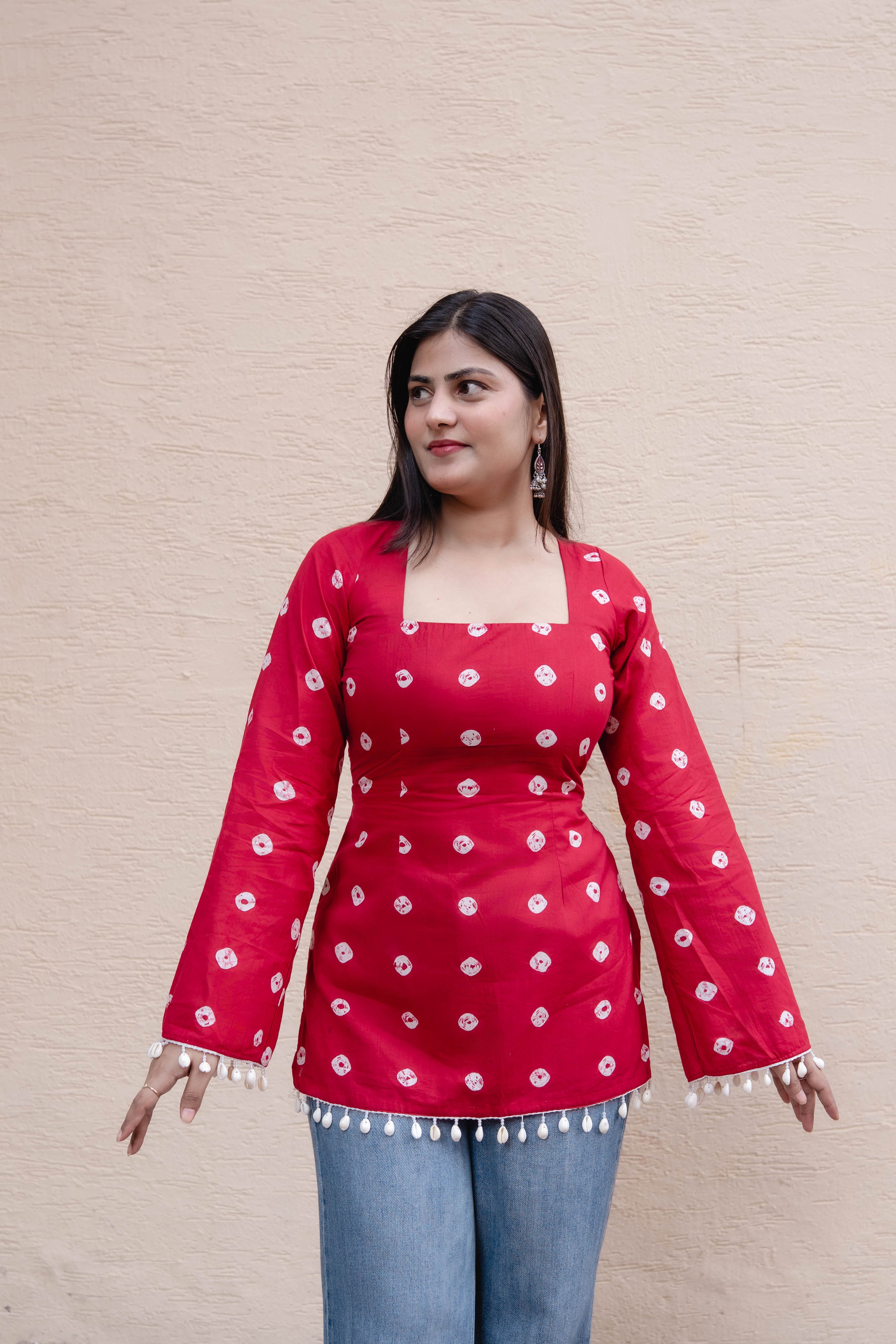 Adora red corset Kurti