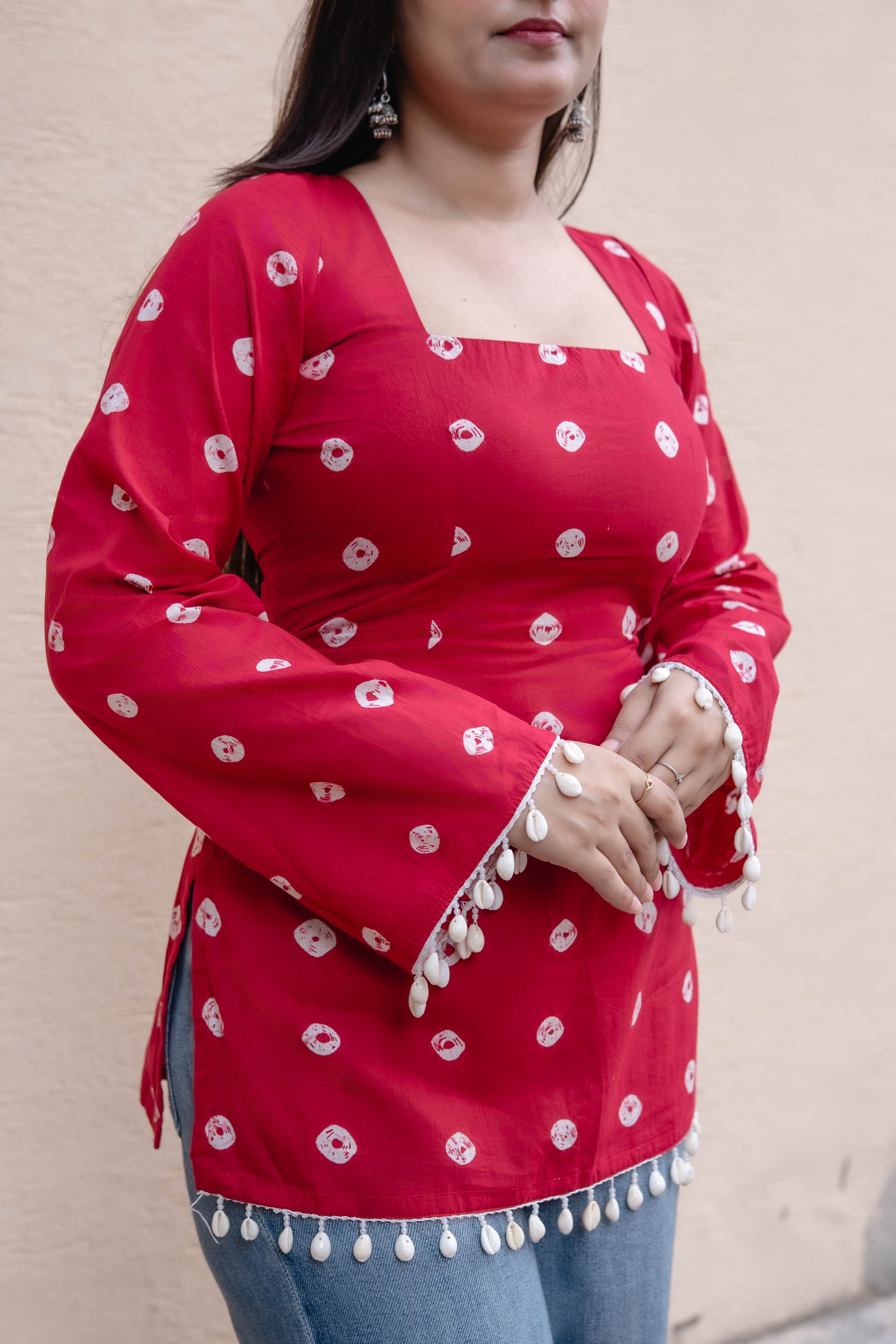 Adora red corset Kurti