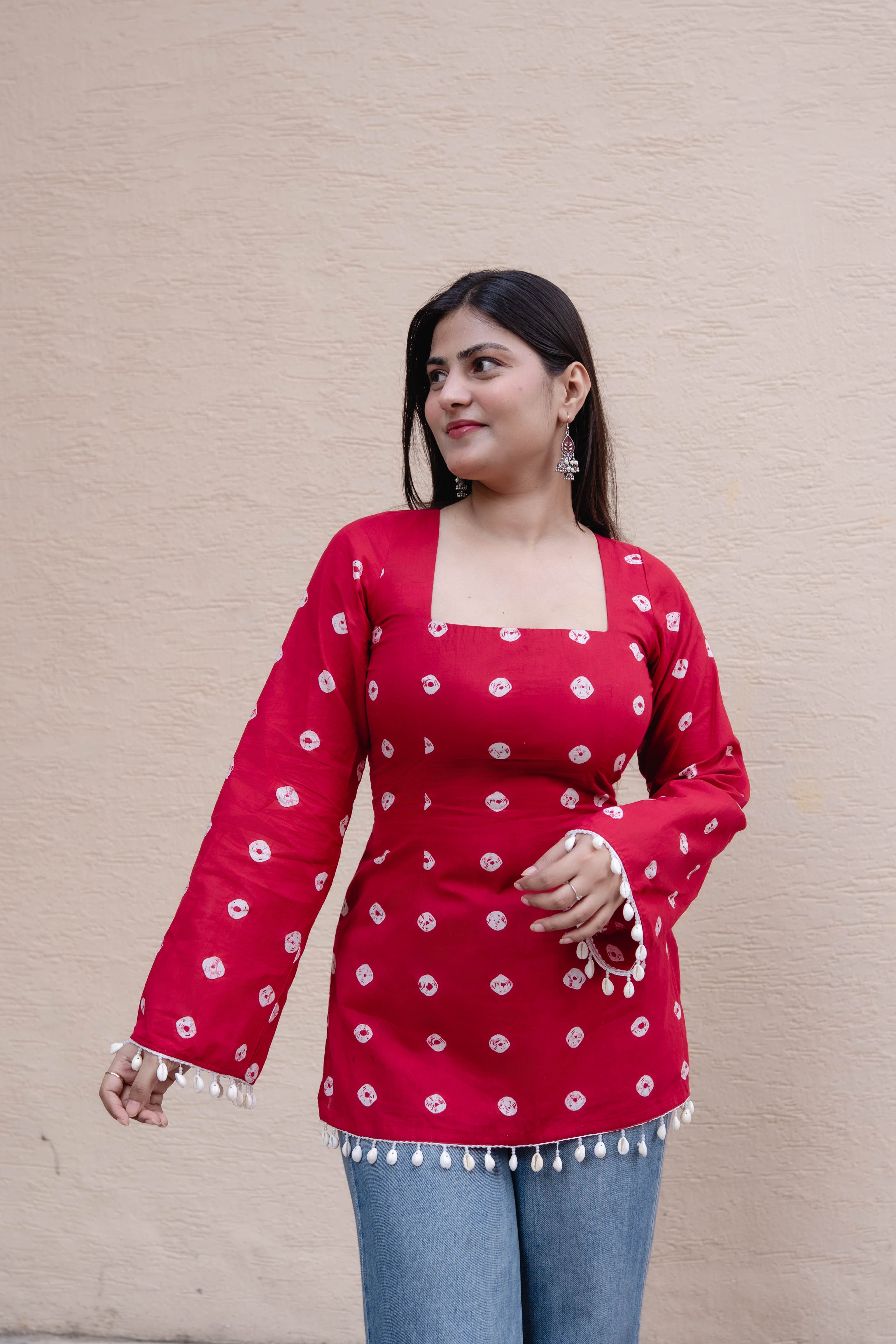 Adora red corset Kurti