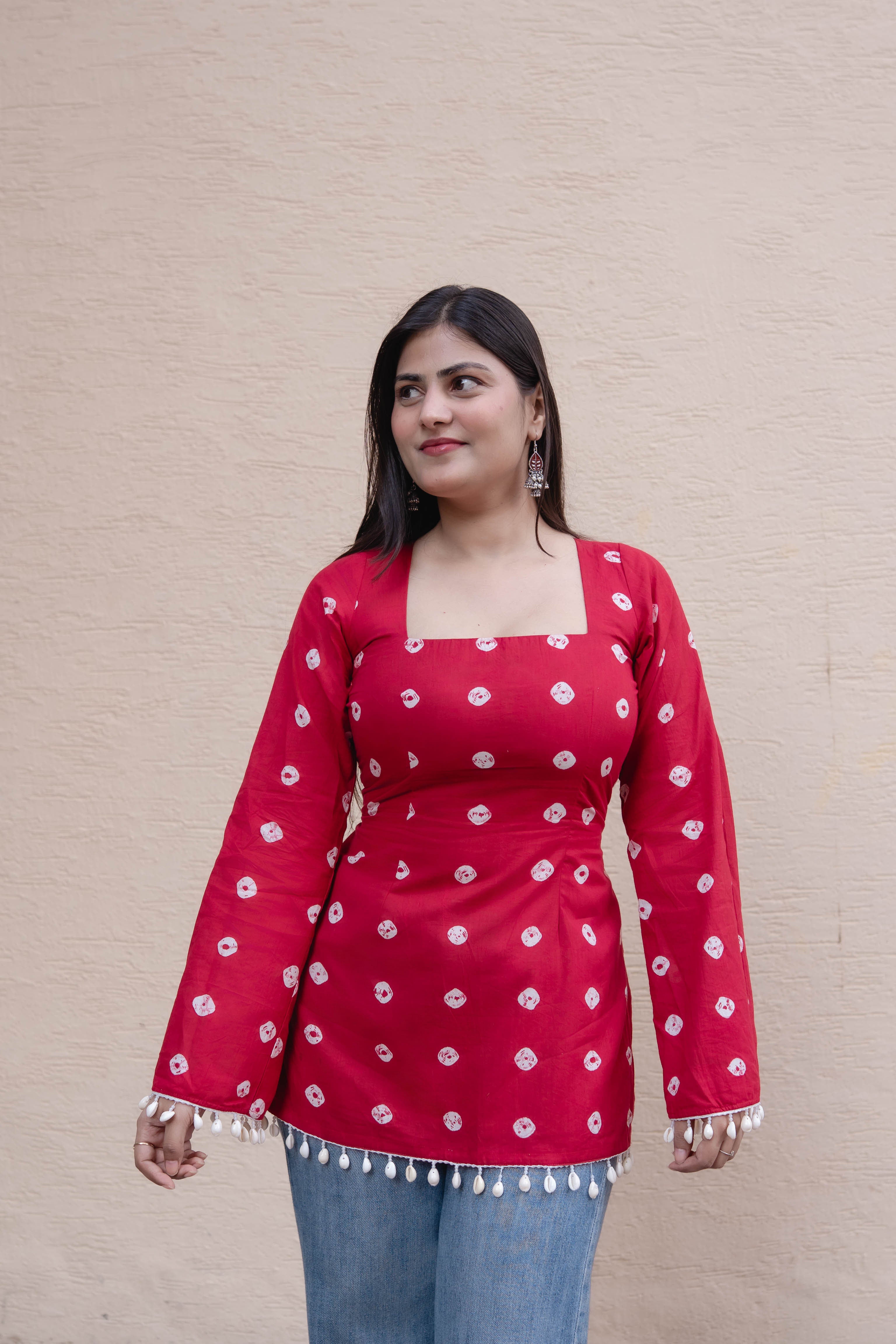 Adora red corset Kurti