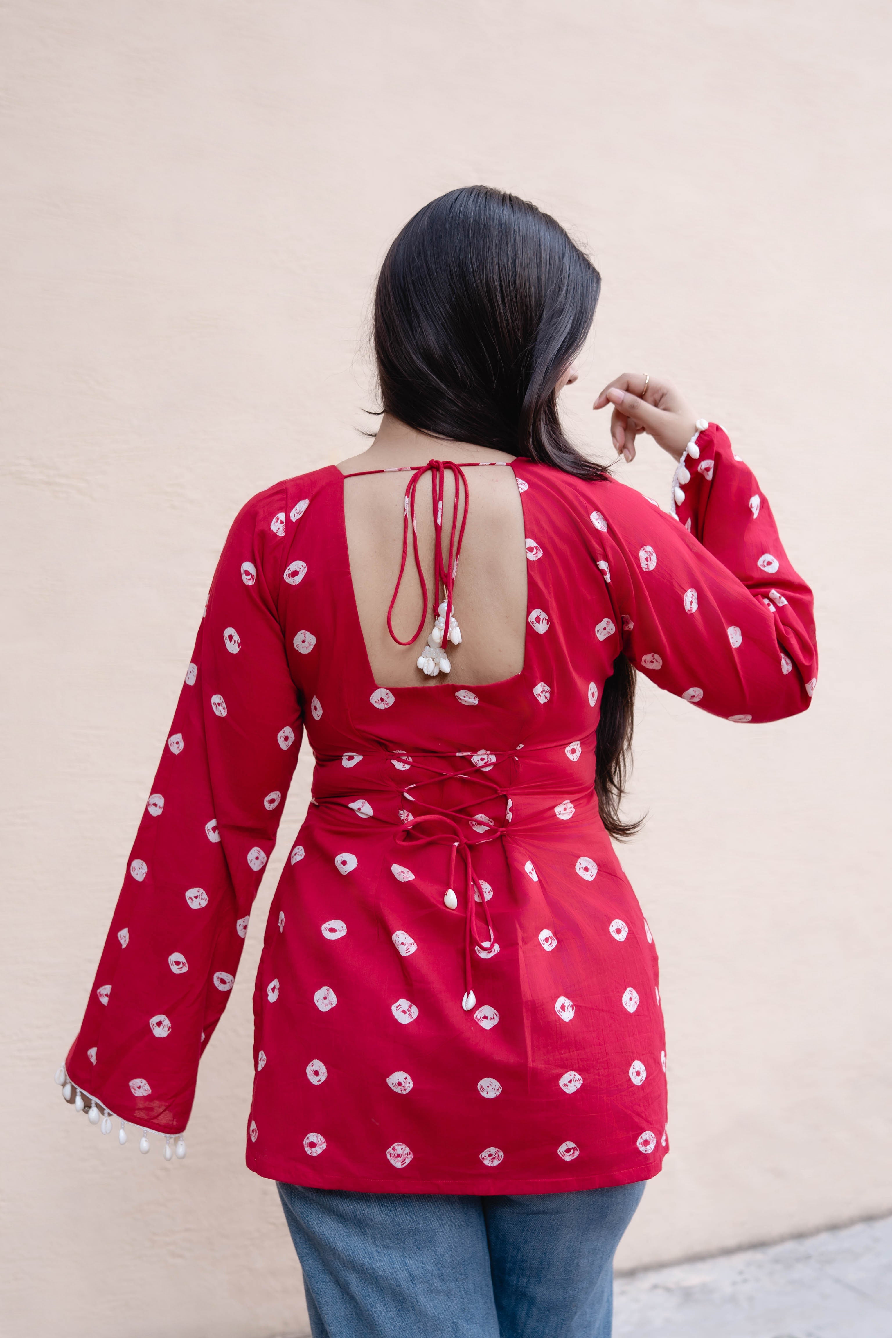 Adora red corset Kurti