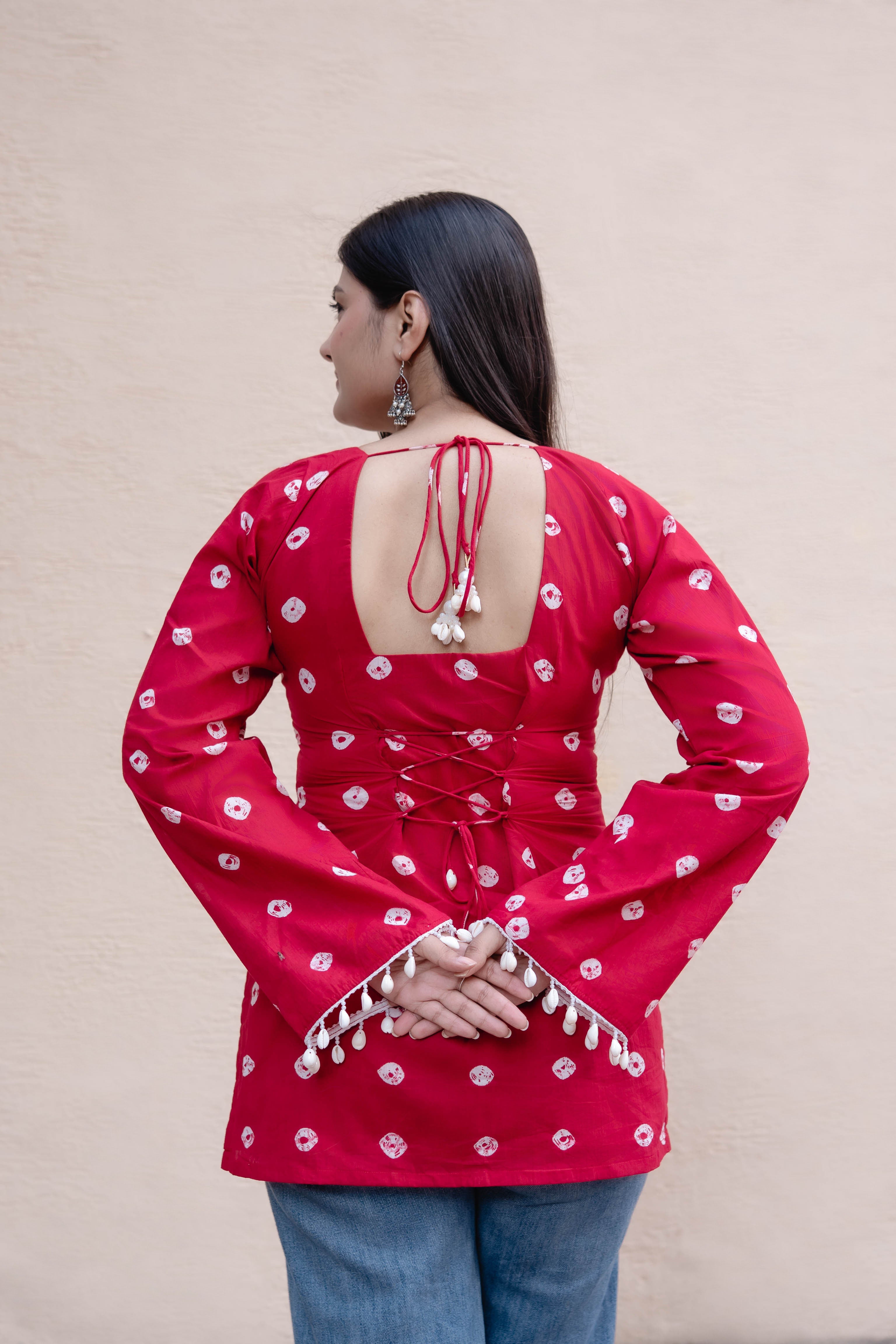 Adora red corset Kurti